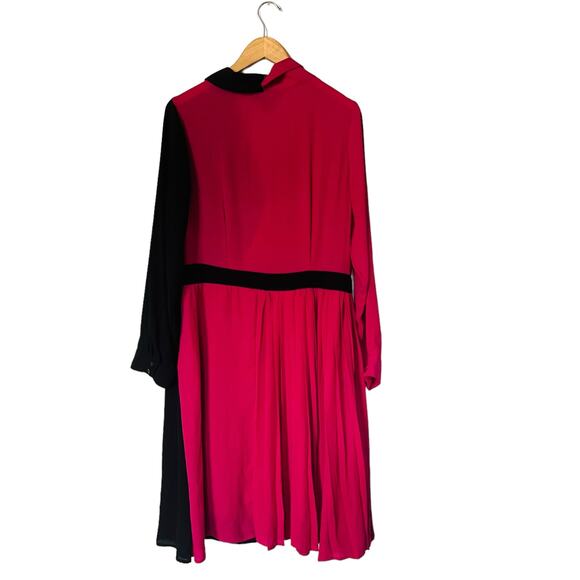 Ashley Stewart Pink Black Pleated Long Sleeve Dress Size 16 - Picture 3 of 8